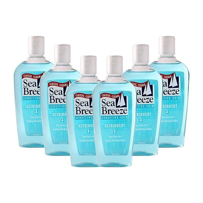 Sea Breeze Astringent Sensitive Skin- Facial Cleanser with Natural Oils Pack of6