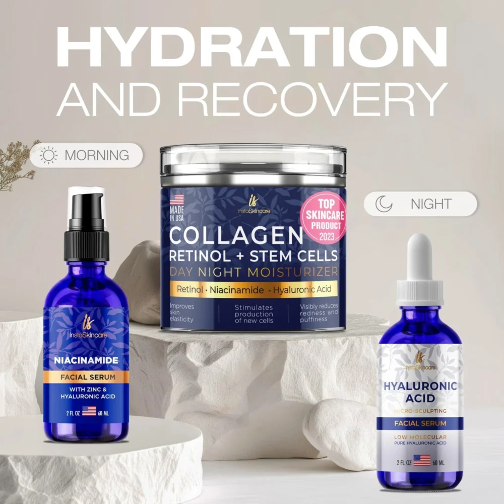 Hydration Recovery Bundle Hyaluronic Serum & Collagen Cream & Niacinamide