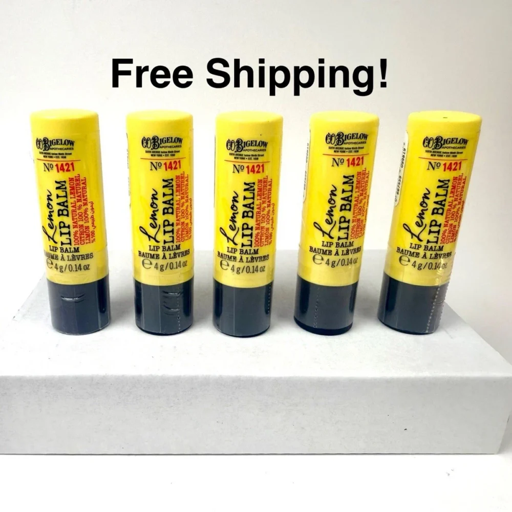 Set Of 5 Bath & Body Works Lemon Lip Balm CO BIGELOW (New) .14oz/4g