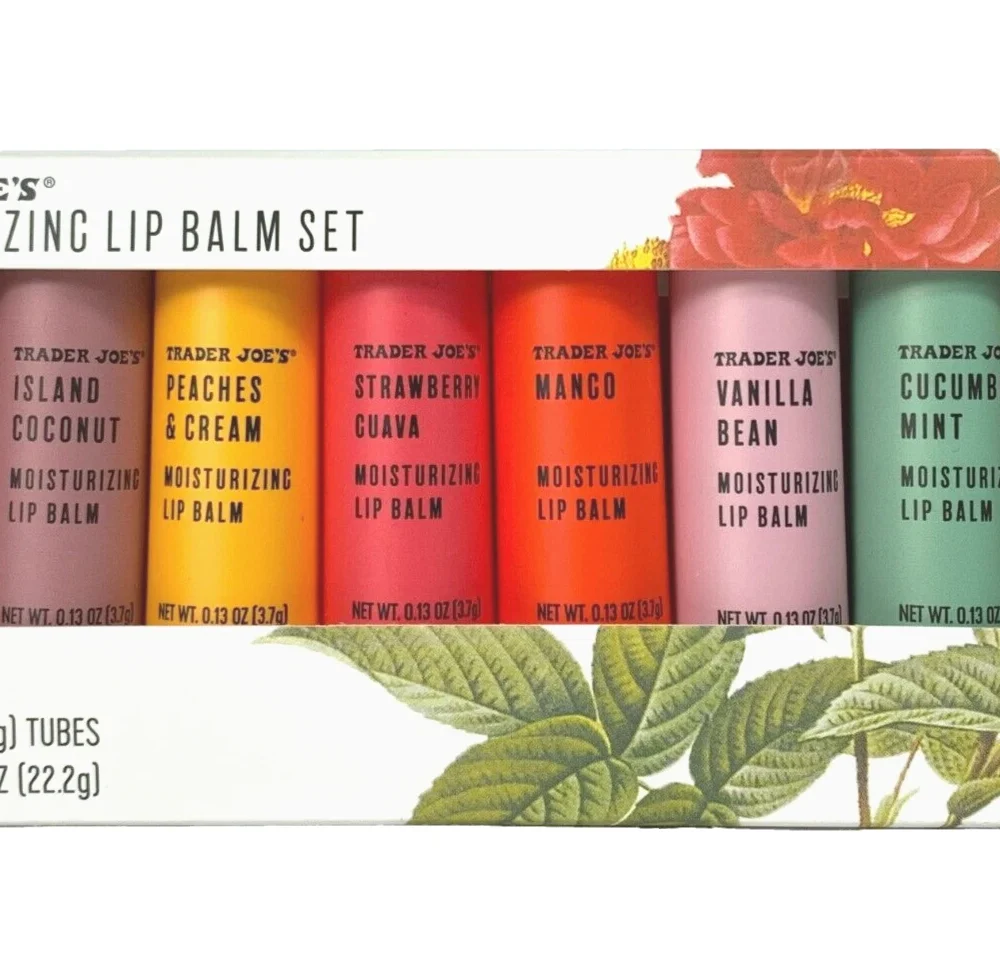TRADER JOE'S Moisturizing Lip Balm Soothe Dry Lips Set of 6 Flavors Ships Free