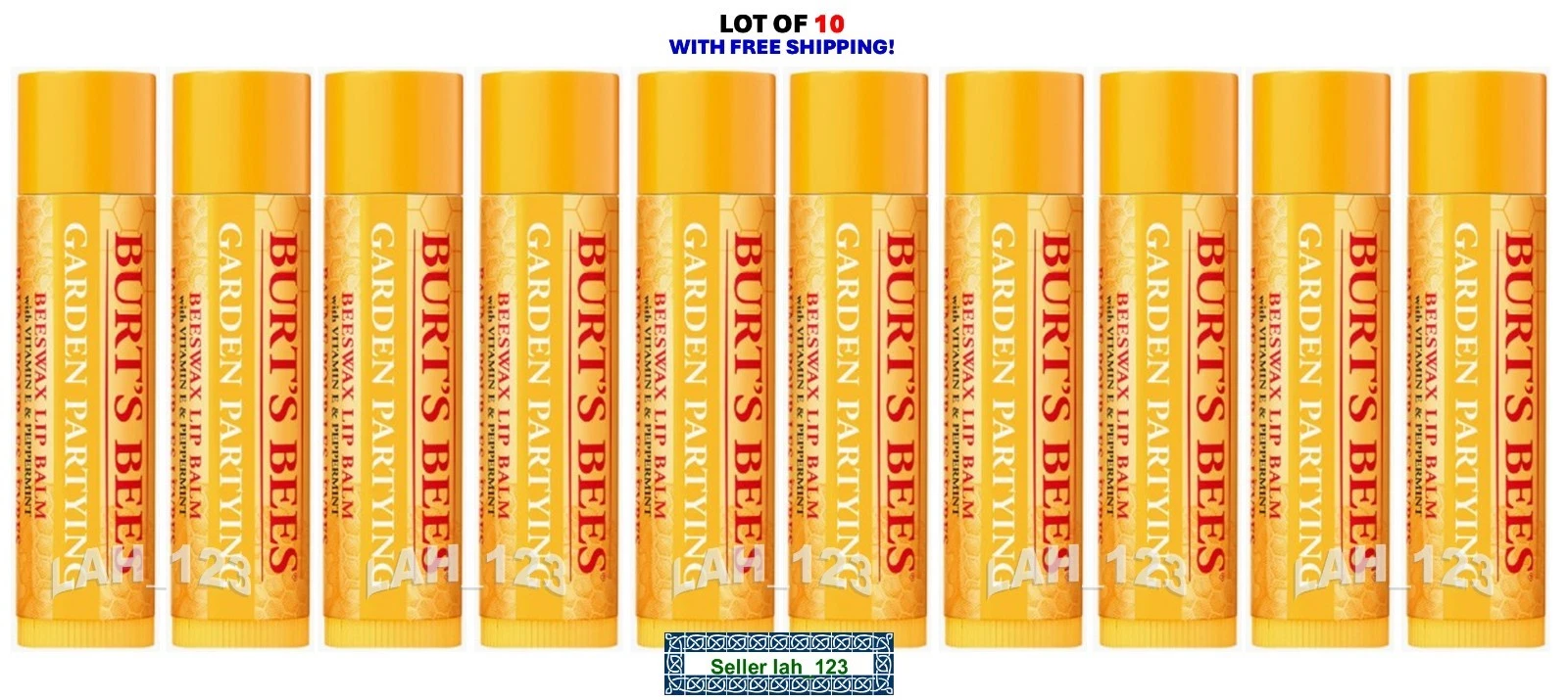 LOT/10 Burt’s Bees~CLASSIC PEPPERMINT BEESWAX~Lip Balm Full Size~NEW+SEALED+SHIP