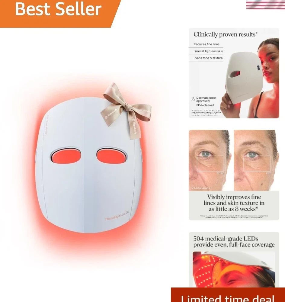 TheraFace Therabody Mask Glo - Cordless LED Skincare Face Mask with Red/Blue/Inf