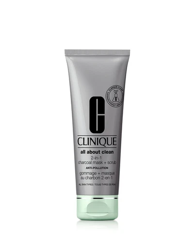 Clinique All About Clean 2-in-1 Charcoal Mask + Scrub Anti-Pollution 3.4oz - New