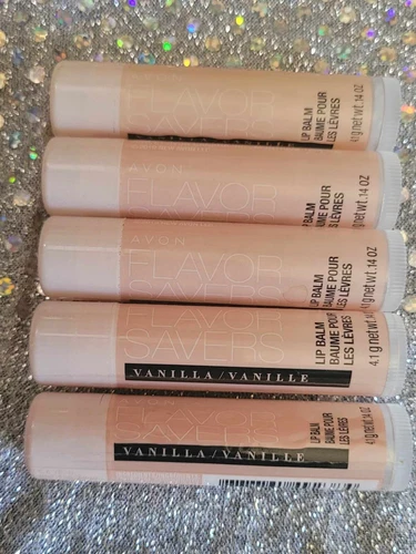 Avon VANILLA Flavor Savers LIP BALMS~ New/Sealed/ PACK OF 5 ~ NEXT DAY SHIPPING